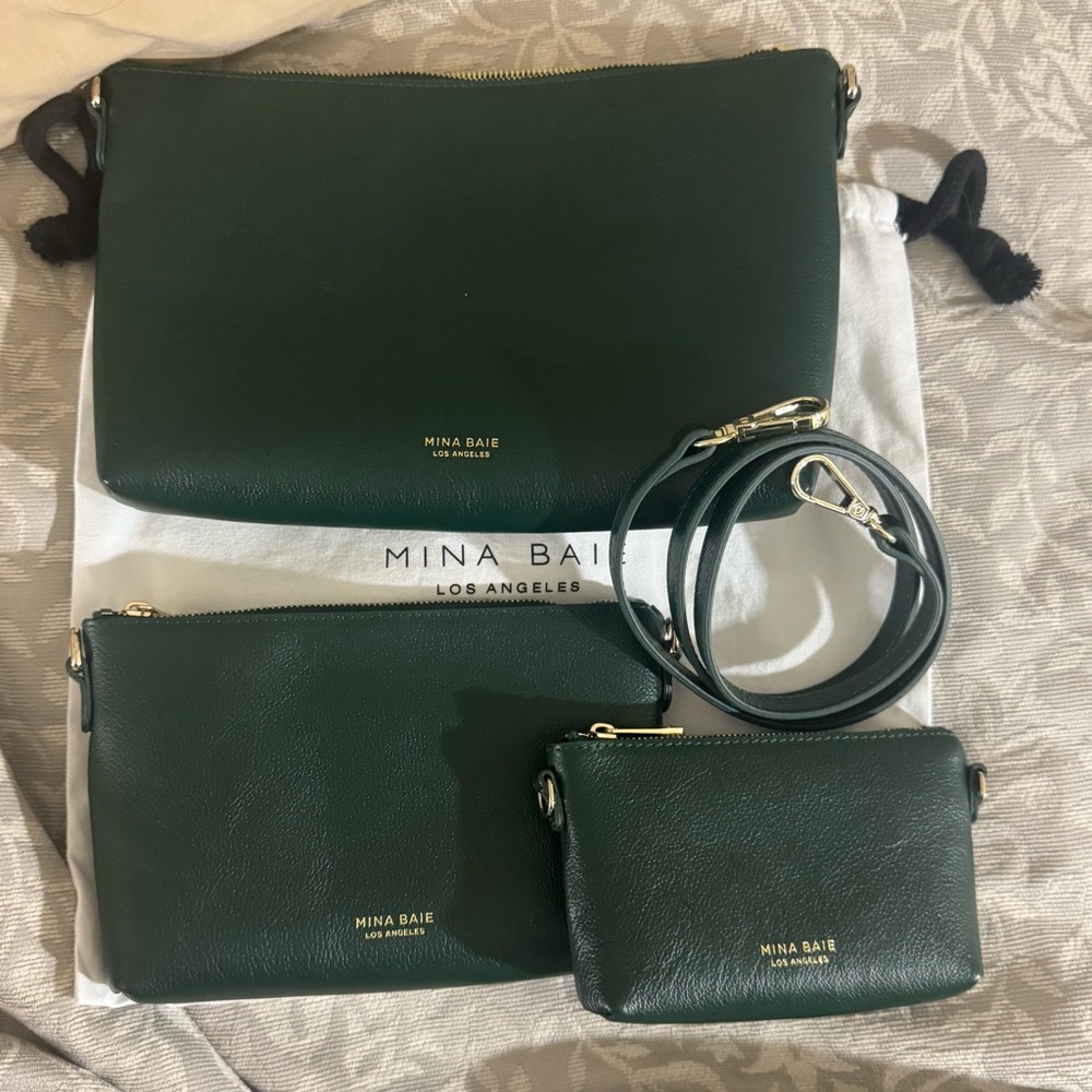 Mina Baie Forest Green Leather Mia Pouch Set